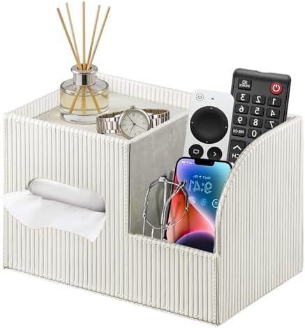 PU Leather Tissue Box Cover with Storage Tray, Cube Facial Tissue Holder by Thelittlebeautyoflife