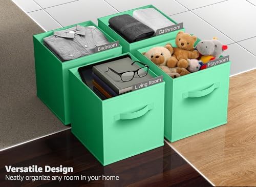 Sorbus Fabric Storage Cubes, 6-Pack Foldable Bins (13 Inch, Teal) - Image 5