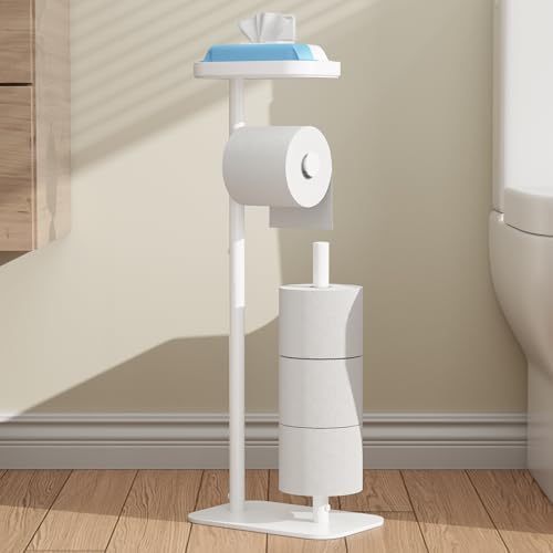 Kitsure Metal Toilet Paper Holder Free Standing, Medium, White by Kitsure