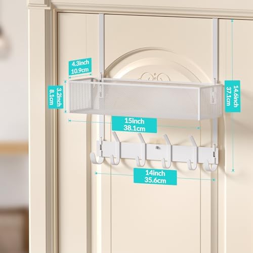 LUCYCAZ Over The Door Hooks Organizer, Door Hanger Storage with Coat Hooks - Image 4