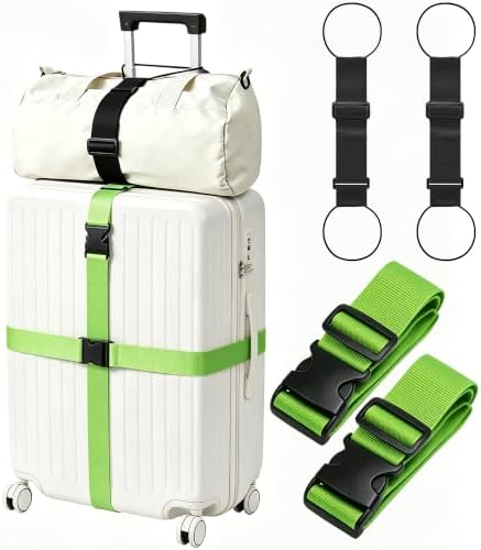 4 Pack Luggage Straps for Suitcases, Two Types of Adjustable Belts by Unknown