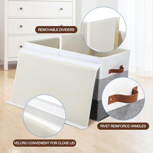 Mayniu Toy Box Storage Chest with Divider, Large Sturdy Toy Bin Organizer Basket with Lid for Kids, Boys, Girls, Nursery, Living Room, Bedroom, Playroom, Closet, 25"x13" x16"(Gradient Grey) - Image 3