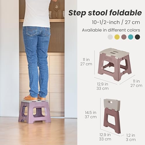 Vigar Compact Foldable Step Stool, 10-1/2-Inch, Brown - Image 2