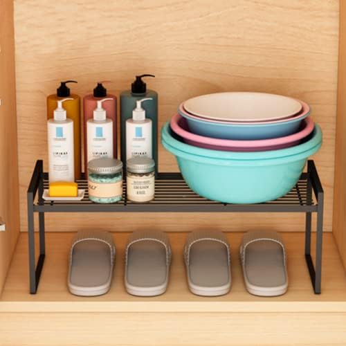 Cabinet Shelf, 20" Kitchen Counter Shelf, Metal Wire Stackable Cupboard Spice Rack, Space Saving Countertop Orgainzer and Storage Rack Shelves for Kitchen Pantry Bathroom - Image 5