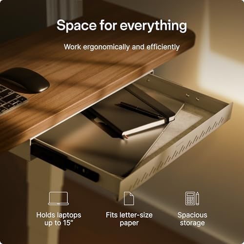 Desktronic Under Desk Drawer — Hidden Under-Desk Storage Organizer, Easy Install, Large Capacity Metal Sliding Drawer for Home Office, Standing Desk & Workstation (Grey) - Image 6
