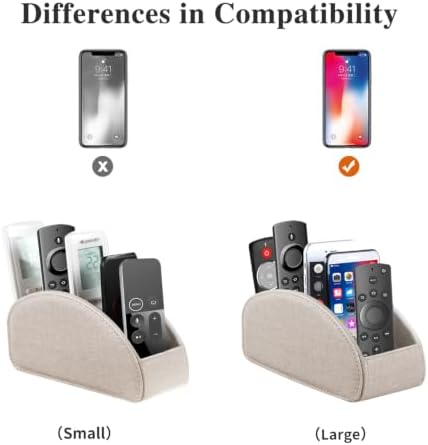 Remote Control Holder PU Leather TV Remote Caddy for Table 5 Compartments - Image 2