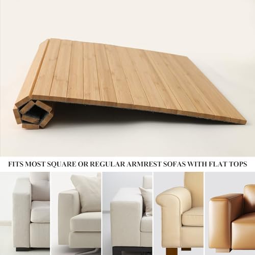 GEHE Sofa Arm Tray Table - Flexible/Foldable Couch Arm Table Perfect for Drink & Snacks Great Armrest Tray (16.5" L x 13.25" W x 0.35" H, Natural Bamboo) - Image 5