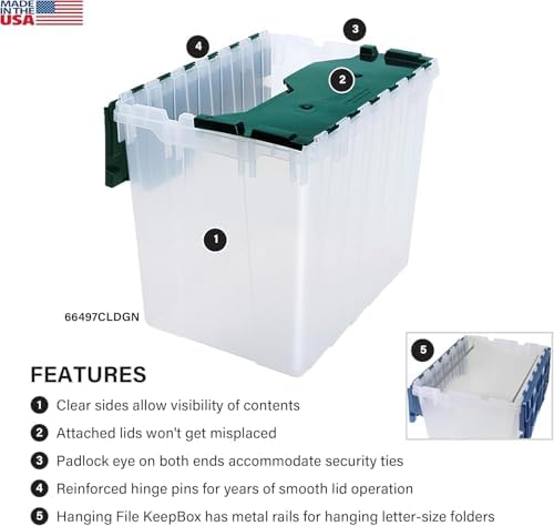Akro-Mils KeepBox 18G Storage Box, Lid Attached, Stackable, Clear/Green 3pk - Image 3