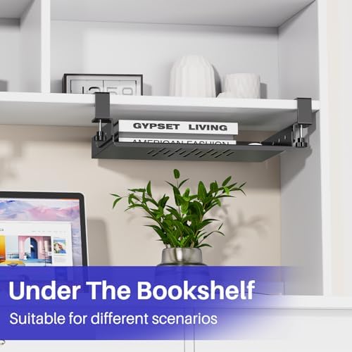 BYMECOST No Drill Under Desk Laptop Mount, Metal Under Desk Storage Shelf - Image 6