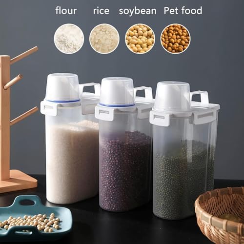 5.5 Lbs Rice Airtight Dry Food Storage Container Set of 4, Rice Storage Bin Cereal Containers Dispenser, Thicken Plastic Clear Food Storage Box with Pouring Spout, Measring Cup for Grain, Flour Snacks - Image 4