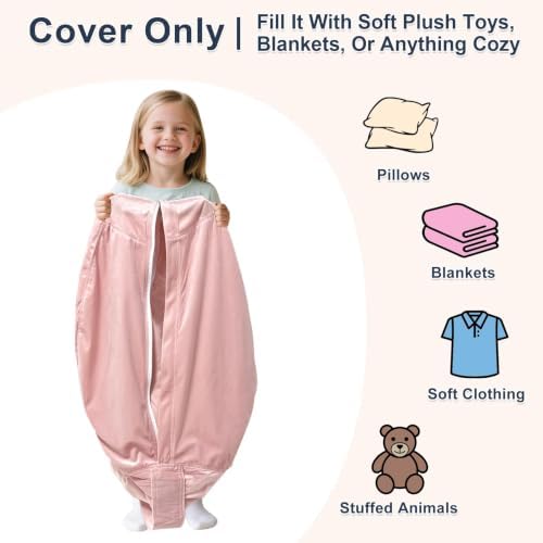 Lukeight Stuffed Animal Storage Bean Bag Chair Cover for Adults, Velvet Plush Toy Organizer Seat, Cover Only, No Filling Included, Long YKK Zipper, Side Pocket, XXX-Large 42"D x 23"H - Image 2