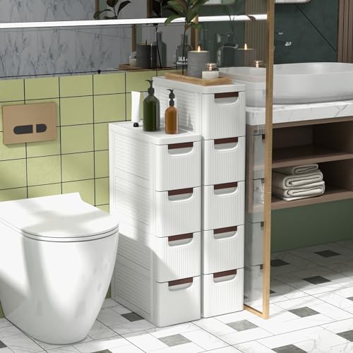 LOKO 4-Drawer Narrow Storage Cabinet, Slim Rolling Cart (7.5"x16.5"x29.5") - Image 4