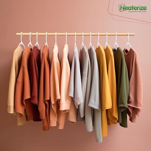 NEATERIZE Clothes Hangers Plastic 100 Pack for Adults - Plastic Hangers, The Perfect Coat Hanger and Space Saving Clothes Hangers for Closet - White Hangers - Image 5