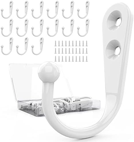 Zaybod 15 PCS Coat Hooks | Robe & Backpack Hooks with 30 Screws (White) by ZAYBOD