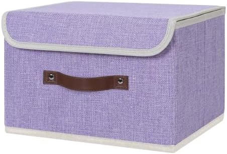 ANMINY Fabric Storage Box Bins with Lids, Purple, 13"x9"x7.9" by ANMINY