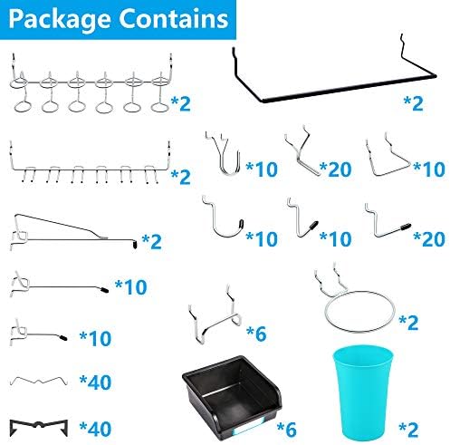 FRIMOONY Pegboard Hooks, with Bins, Peg Locks, for Organizing Various Tools, 204 PCS, 80 of Which are Locks - Image 2