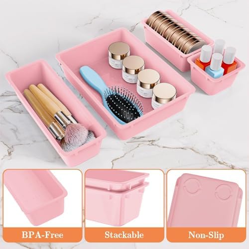 SpaceHacks 25 PCS Plastic Drawer Organizer, 4-Size Versatile Organizer Trays & storage Bins - Image 3