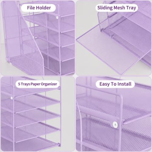 LEKETREE Desk Organizers and Accessories, 5-Tier Paper Letter Tray - Image 3