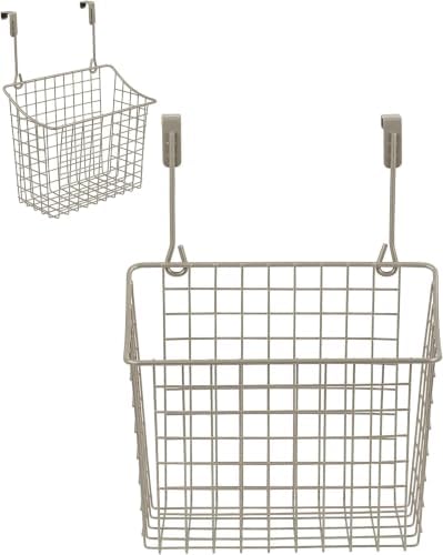 Spectrum Hanging Baskets for Organizing (Large, Satin Nickel) - Grid Over the Cabinet Wire Basket- Kitchen or Bathroom - Door Hanging Storage Organizer for Cleaning Supplies, & Towels (Pack of 6) by Unknown