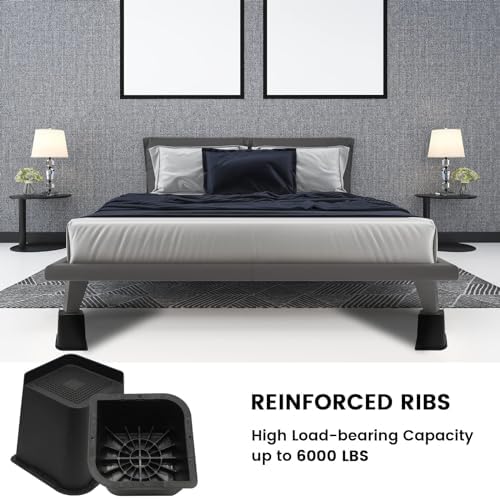 MYMULIKE Bed Risers 4 inch,6 inch, 8 inch, Oversized Furniture Risers, Support Up to 6000 Lbs, Lift 4 inch for Couch, Sofa, Table,Chair (Black 8 Pack, 6 inch) - Image 4