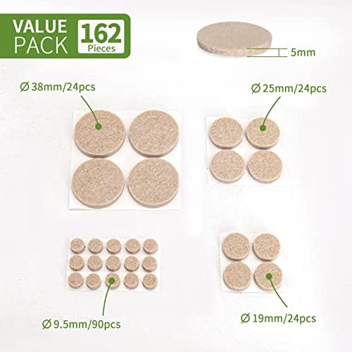 Felt Furniture Pads for Hardwood Floors 162 PCS, Round, Beige - Image 2