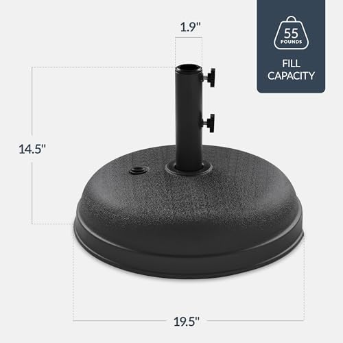 Best Choice Products Fillable Umbrella Base Stand Round Dome Plastic Patio Umbrella Base Stand, Pole Holder for Outdoor, Lawn w/ 55lbs Weight Capacity, Adjustment Knob - Black - Image 2