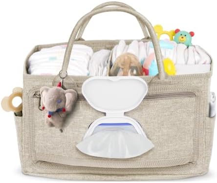 Volnamal Diaper Caddy with Wipe Dispenser One-Handed Access, Beige by Volnamal