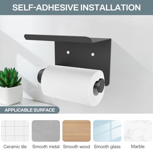 SetSail Toilet Paper Holder with Shelf Adhesive or Screw-in Matte Black - Image 5