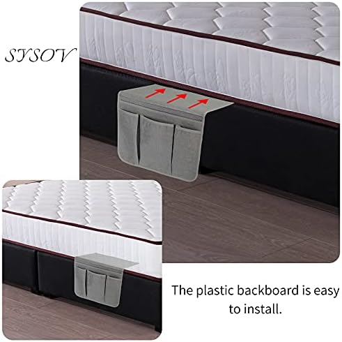 Bedside Caddy Bedside Storage Organizer Magazine Phone Tablet iPad Remote Holder, Organizer Caddy for Home College Dorm Bed, Sofa, Bunk Bed (Grey) - Image 5
