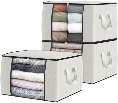 Fab totes 3 Pack Storage Bags for Clothes Blanket Storage Bins with Lids by Fabtotes