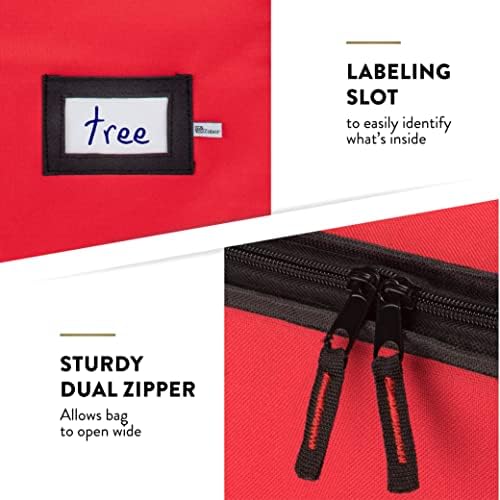 ZOBER 600D Oxford Fabric Large Christmas Tree Storage Bag - Fits 9 Ft Artificial Trees - Tear Proof Waterproof Christmas Tree Bag For Storage Box For Xmas - Strong, Durable Handles - Card Slot - Red - Image 5