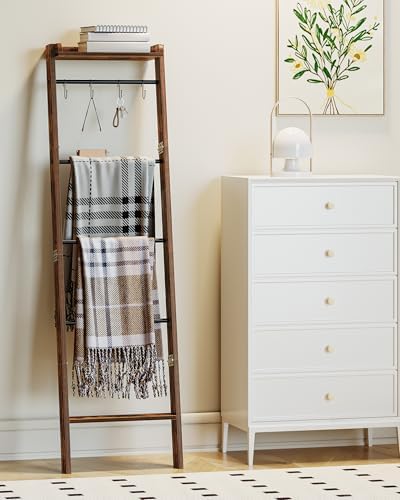 Hzuaneri Blanket Ladder Shelf, Farmhouse Ladder Holder, Blanket Organizer - Image 4