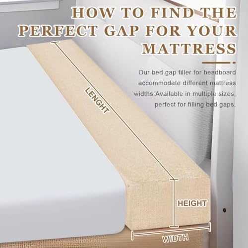 Bed Gap Filler,High-Density Bed Crack Filler with Removable Cover,Mattress Extender for Headboard Gap,Spacer Filler Between Mattress and Wall,Bed Wedge Gap Filler,Beige,78"x4"x10",King - Image 2