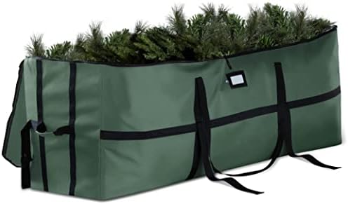 ZOBER Wide Christmas Tree Storage Bag - Maximum Accessibility - Fits 9 Ft Trees - 600D Oxford Fabric Christmas Tree Bag For Storage Box For Xmas - Strong, Durable Straps & Handles - Card Slot - Green by ZOBER