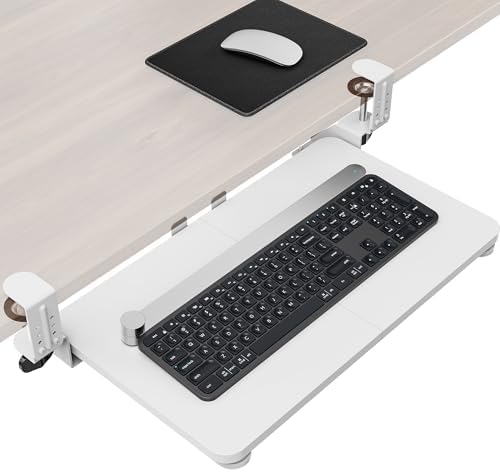 Ergonomic Mouse & Keyboard Tray Under Desk, 20x11.8 in Board, White by Zontera