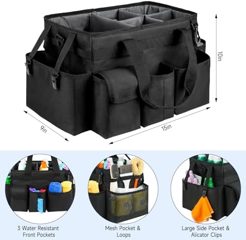Cleaning Caddy Bag,Large Cleaning Supplies Organizer with Handle for Housekeepers, Black - Image 3