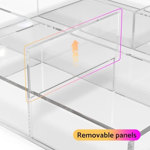 HIIMIEI Acrylic Drawer Organizer, 6 Section Clear Makeup Tray Organizer for Drawer Office Bedroom(11.8x11.8 inch) (Pack of 2) - Image 5