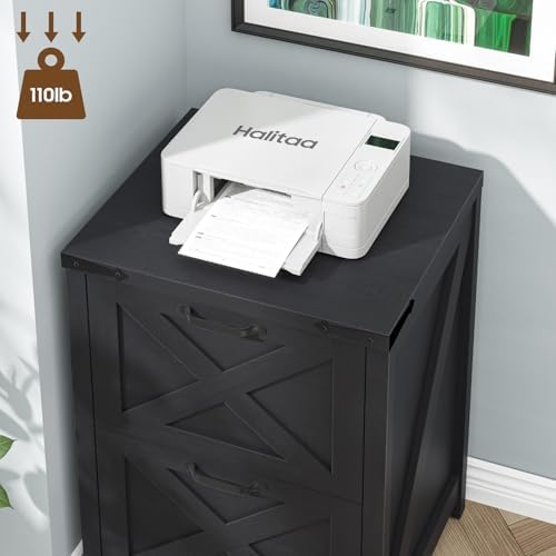 Halitaa Small Farmhouse File Cabinet with 2 Drawers for Home Office, Black - Image 5
