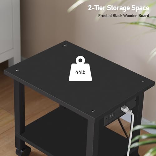 TUTOTAK Printer Stand, 2 Tier Rolling Printer Cart with Charging Station - Image 6