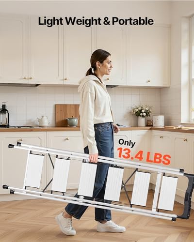 VEVOR 6 Step Ladder, Folding Step Stool with Wide Anti-Slip Pedal and Comfort Handgrip, 330 lbs Capacity Portable Aluminum Stepladder, Multi-Use for Kitchen, Warehouse, Household and Office, Silver - Image 6
