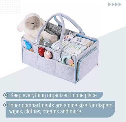 Mr. Pen- Baby Diaper Caddy Organizer, Gray, Blue Inside - Image 5