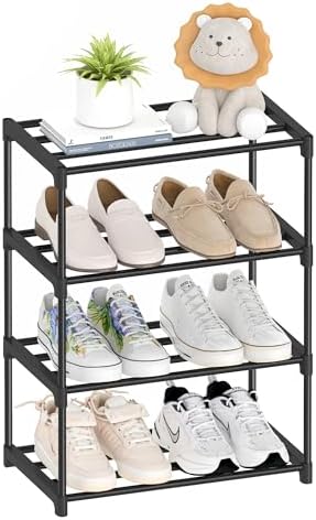 Autonomier 4 Tier Extra Small Shoe Rack (16.3" Wide), Narrow Stackable by Autonomier