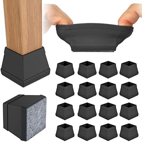 Square Chair Leg Protectors for Hardwood Floors.(1 1/2" Black) by ComeHomeWithMe