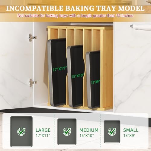 7 Tier Large Size Wooden Tray Dividers for Cabinets, Cookie Sheet Organizer - Image 4