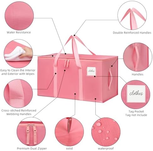 Moving Bags Heavy Duty Bubblegum Pink – Large Packing Bags for Moving, Extra Large Storage Totes with Zippers and Handles - Image 6