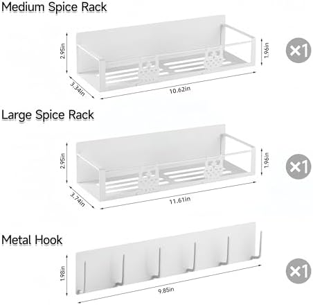 Magnetic Spice Rack,Magnetic Shelf for Fridge,Spice Organizer,Fridge Organizer,Kitchen Storage Organization with Magnetic Hooks,Owl Home Decor(White) - Image 2