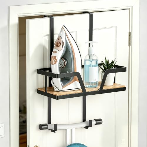 Over The Door Ironing Board Hanger Wall Mount with Wood Shelf, 40 LBS by DAOUN
