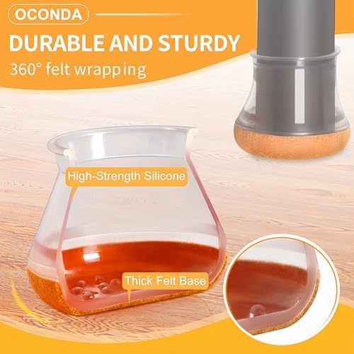 OCONDA 24 PCS Chair Leg Floor Protectors Clear, Extra Small, 1/2''-3/4'' - Image 5