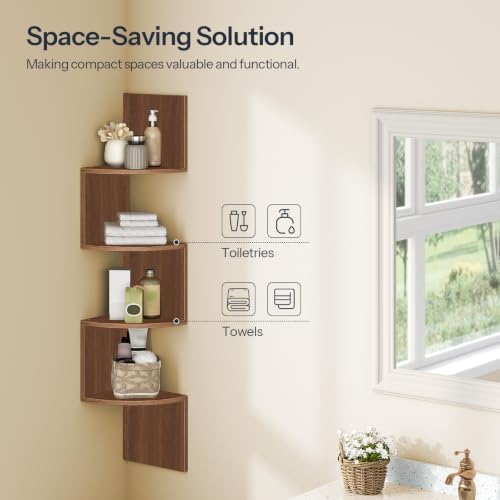 HOOBRO Corner Shelf Wall-Mounted, Set of 2 Floating Corner Shelves for Wall - Image 5