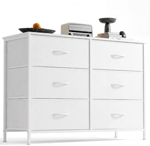 DUMOS 6 Drawer Dresser for Bedroom, Wide Storage Chest of Drawers Cabinet by DumosLifestyle